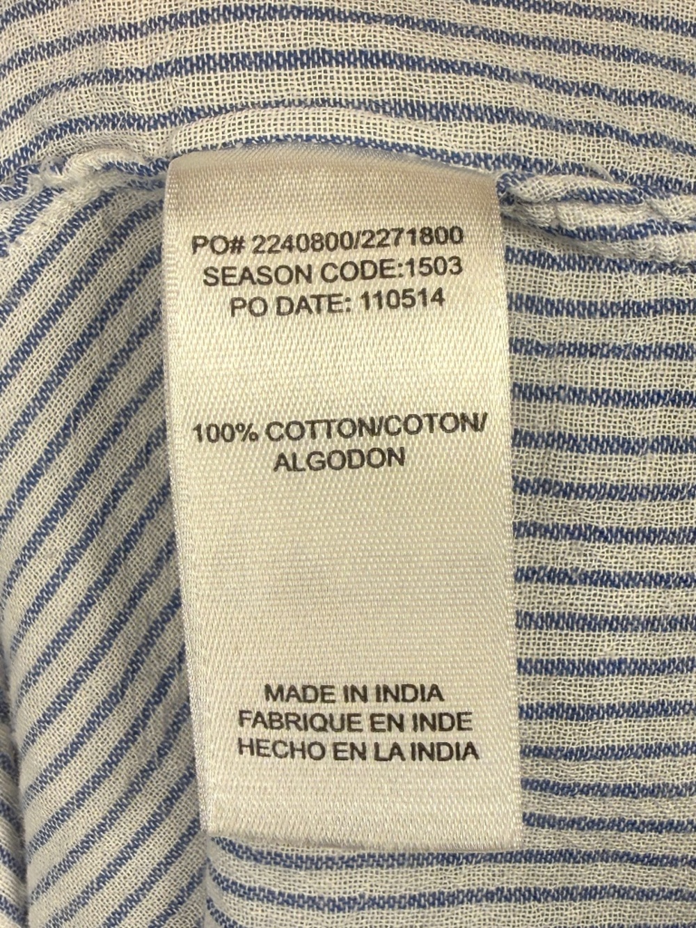 Size S Splendid Blue and White Striped 100% Cotton Button-Down Shirt - Picture 6 of 6